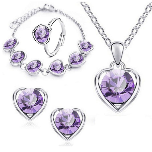 Jewelry Set Silver Purple