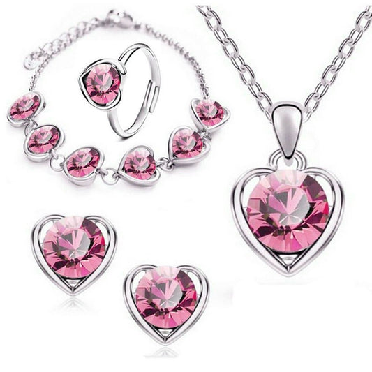 Jewelry Set Silver Pink